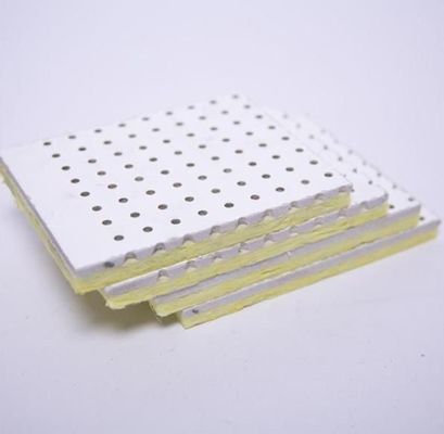 Placa de techo de absorción de sonido de fibra de vidrio de borde cuadrado / panel para techo T-Grid 600 * 600mm