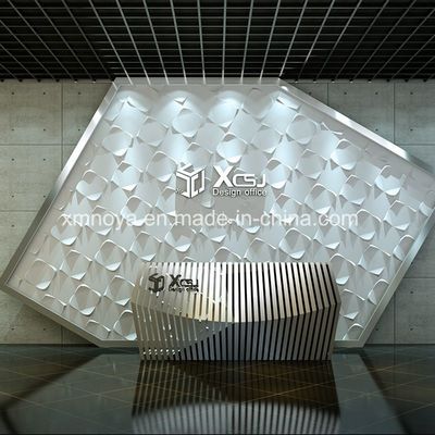 Panel de PVC 3D a prueba de fuego personalizado de 500 mm x 500 mm para fondo de pared de imagen empresarial