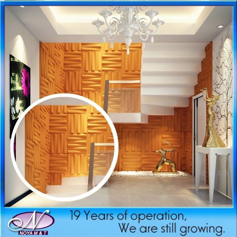 Panel 3D de construcción 500mmx500mm Absorción de sonido acústico Material decorativo de pared